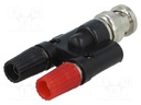 Adapter; BNC socket,banana 4mm plug x2; black; 59mm