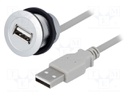 USB socket; 22mm; har-port; -25÷70°C; Ø22.3mm; IP20; Colour: silver