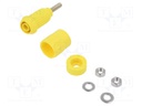 Socket; 4mm banana; 20A; yellow; screw; insulated