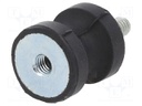 Vibration damper; M4; Ø: 15mm; rubber; L: 15mm; Thread len: 10mm