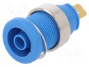 Socket; 4mm banana; 25A; 1kVDC; blue; gold-plated; screw; 32mm; 5mΩ