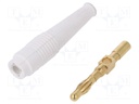 Plug; 4mm banana; 32A; white; 2.5mm2; Plating: gold-plated; 69mm