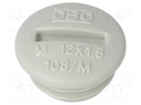 Stopper; M12; Mat: polystyrene; light grey