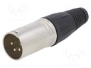 Plug; XLR; male; PIN: 4; straight; for cable; soldering; silver