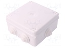 Enclosure: junction box; X: 133mm; Y: 133mm; Z: 64mm; wall mount