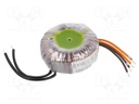 Transformer: toroidal; 80VA; 115VAC; 12V; 12V; Leads: cables