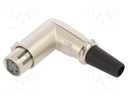 Plug; XLR; female; PIN: 4; angled 90°; for cable; soldering; silver