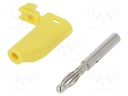 Plug; 4mm banana; 32A; 33VAC; 70VDC; yellow; Max.wire diam: 4mm