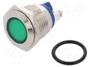 Indicator: LED; flat; 24VDC; 24VAC; Cutout: Ø16mm; screw; brass