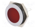 Indicator: LED; flat; 12÷14VDC; Cutout: Ø22mm; IP67; metal