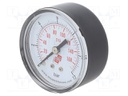 Manometer; Working pressure: 0÷12bar; 50mm; Enclos.mat: plastic