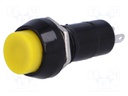 Switch: push-button; Pos: 2; SPST-NO; 1A/250VAC; yellow; Ø12mm; 20mΩ