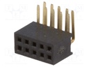 Socket; pin strips; female; PIN: 10; angled 90°; 1.27mm; THT; 2x5