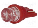 LED lamp; red; T08; Urated: 12VDC; 1lm; No.of diodes: 1; 0.24W; 120°