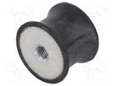 Vibration damper; M8; Ø: 40mm; rubber; L: 30mm; H: 8mm; 1378N; 184N/mm