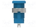 Socket; 4mm banana; 25A; 1kV; blue; nickel plated; on panel,screw