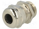 Cable gland; PG9; IP68; Mat: brass; Body plating: nickel