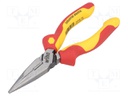 Pliers; insulated,straight,half-rounded nose; steel; 160mm