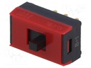 Switch: slide; DPDT; 0.4A/28VDC; Mounting: vertical; -15÷60°C