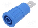 Socket; 4mm banana; 32A; 1kV; blue; nickel plated; on panel