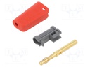 Plug; 4mm banana; 19A; red; non-insulated,with 4mm axial socket