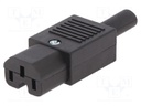 Connector: AC supply; plug; female; 10A; 250VAC; IEC 60320; C13 (F)