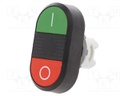 Switch: double; Stabl.pos: 1; 22mm; green/red; Illumin: none; IP66