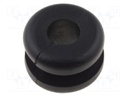 Grommet; Ømount.hole: 6.4mm; Øhole: 4mm; PVC; black; -30÷60°C