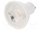 LED lamp; warm white; GU10; 220/240VAC; 380lm; 5W; 35°; 3000K