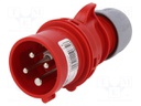 Connector: AC supply 3-phase; plug; male; 16A; 400VAC; IEC 60309