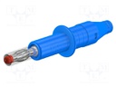 Plug; 4mm banana; 32A; 600V; blue; 2.5mm2; Plating: nickel plated