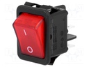 ROCKER; DPST; Pos: 2; OFF-ON; 16A/250VAC; red; neon lamp 230V; 20mΩ