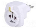 Adapter; Out: EU; Plug: with earthing; Colour: white; Input: ITALY