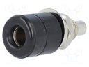 Socket; 4mm banana; 20A; Cutout: Ø7.5mm; black; nickel plated; 5mΩ