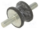 Vibration damper; M8; Ø: 30mm; rubber; L: 20mm; Thread len: 20mm