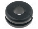 Grommet; Ømount.hole: 10mm; Øhole: 6mm; PVC; black; -30÷60°C