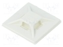 Self-adhesive cable holder; ABS; white; Tie width: 2.5÷3.7mm