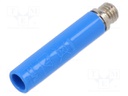 Socket; 4mm banana; 32A; blue; nickel plated; screw; insulated