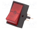 ROCKER; SPST; Pos: 2; OFF-ON; 30A/12VDC; red; neon lamp; 50mΩ