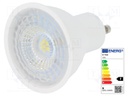 LED lamp; cool white; GU10; 220/240VAC; 480lm; 6.5W; 110°