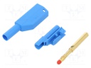 Plug; 4mm banana; 32A; 1kV; blue; with 4mm axial socket; 2.5mm2