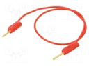 Test lead; 60VDC; 30VAC; 3A; banana plug 1mm,both sides; red