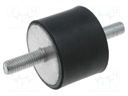 Vibration damper; M8; Ø: 40mm; rubber; L: 30mm; Thread len: 23mm