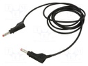 Test lead; 19A; banana plug 4mm,both sides; Len: 2m; black