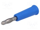 Plug; 4mm banana; 24A; 30VAC; 60VDC; blue; non-insulated; on cable