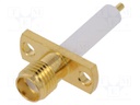 Socket; SMA; female; straight; soldering; for panel mounting