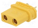 Socket; DC supply; XT30; female; PIN: 2; for cable; soldering; 20A