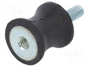 Vibration damper; M6; Ø: 21mm; rubber; L: 22mm; Thread len: 18mm