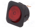 ROCKER; SPST; Pos: 2; OFF-ON; 25A/12VDC; red; neon lamp; 50mΩ