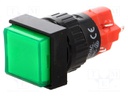 Switch: push-button; Pos: 2; SPDT; 3A/250VAC; 2A/24VDC; green; none